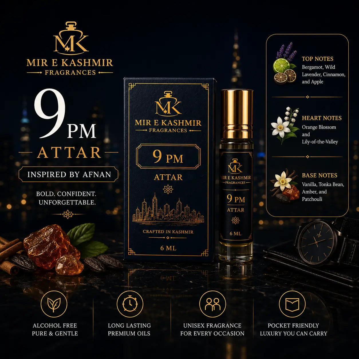 9 PM Attar – Inspired by Afnan 9PM | Premium Attar Mir e Kashmir Fragrances